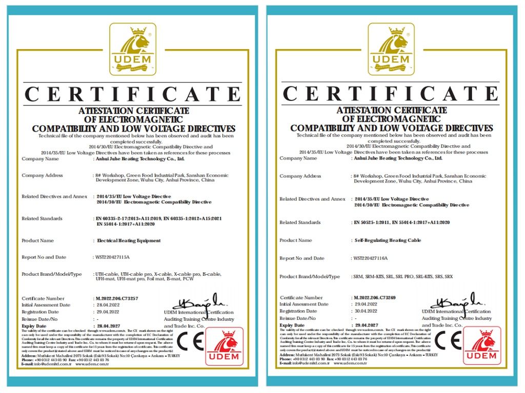 Juhe Heating Certificate